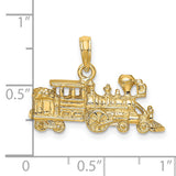 3-D Steam Engine Locomotive Charm Pendant in Real 14k Yellow Gold