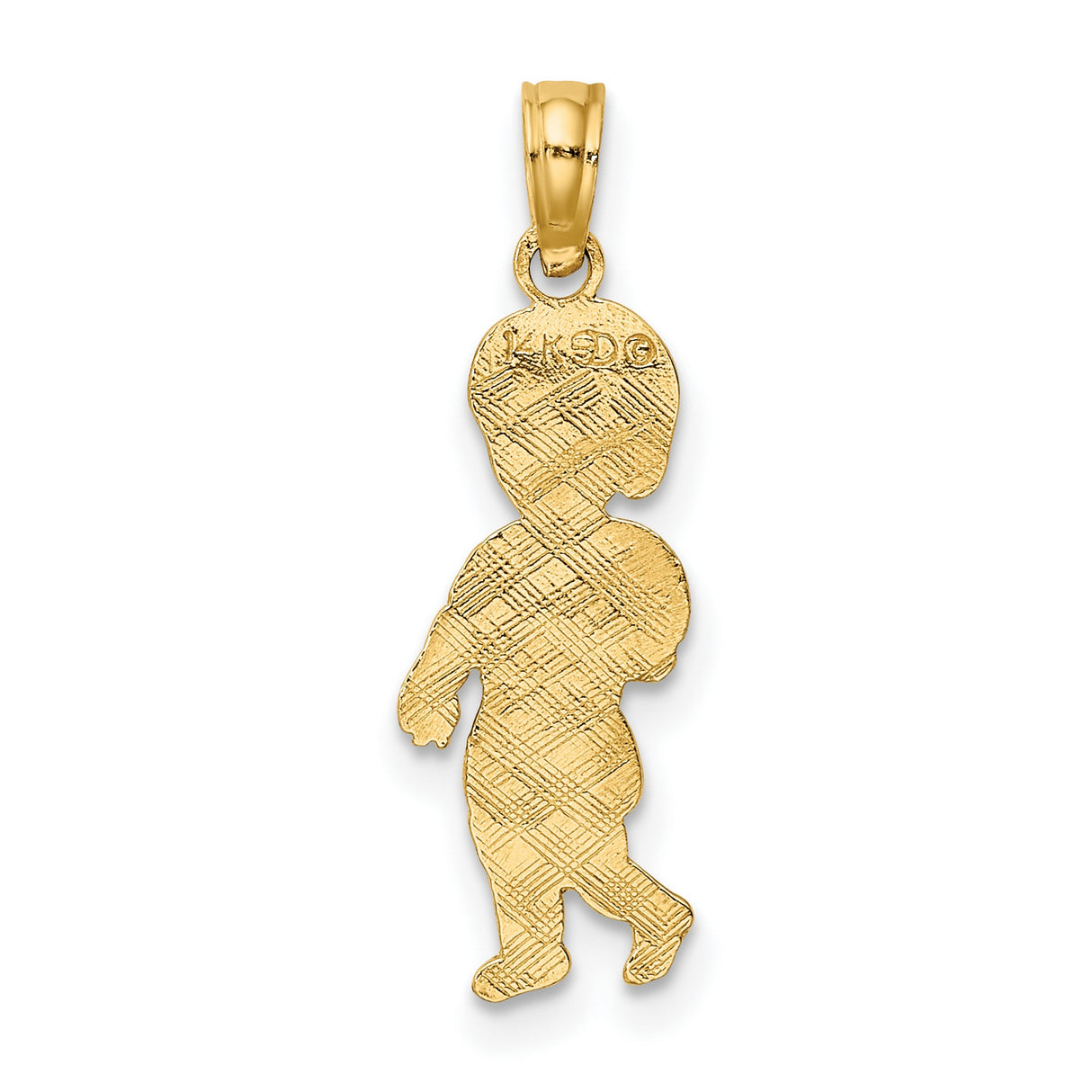 14k Yellow Gold Boy Pendant, Cartoon-Style Figure with Hair and Clothing, Mother Charm Keepsake