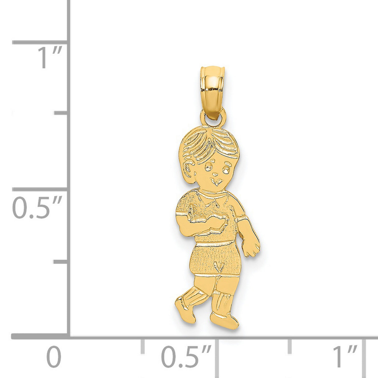 14k Yellow Gold Boy Pendant, Cartoon-Style Figure with Hair and Clothing, Mother Charm Keepsake