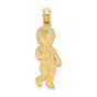 14k Yellow Gold Boy Pendant, Cartoon-Style Figure with Hair and Clothing, Mother Charm Keepsake