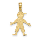 14k Yellow Gold Stylized Boy Pendant Charm with Cap and Casual Outfit