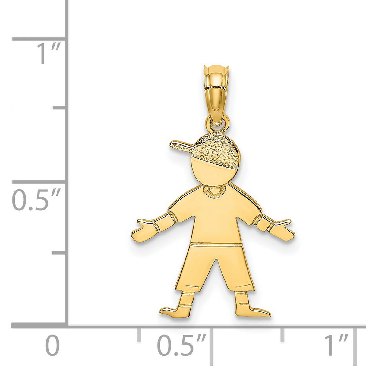 14k Yellow Gold Stylized Boy Pendant Charm with Cap and Casual Outfit