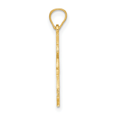 14k Yellow Gold Girl Charm Pendant with Pigtails and Dress Detail