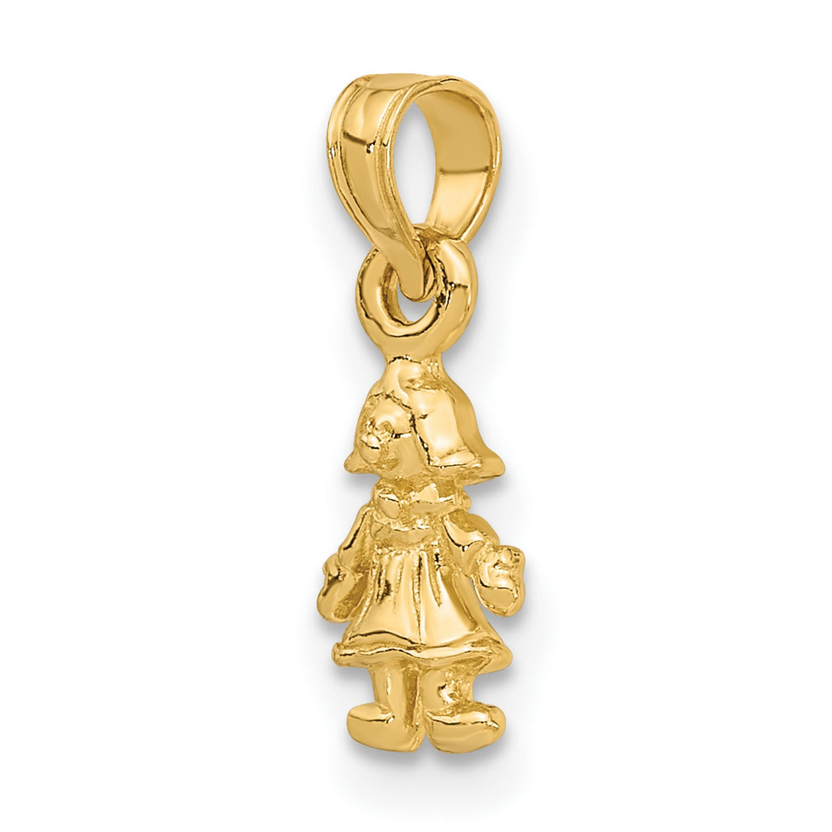 14k Yellow Gold Girl Charm Pendant with Pigtails, Symbol of Family Love and Motherhood