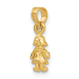 14k Yellow Gold Girl Charm Pendant with Pigtails, Symbol of Family Love and Motherhood