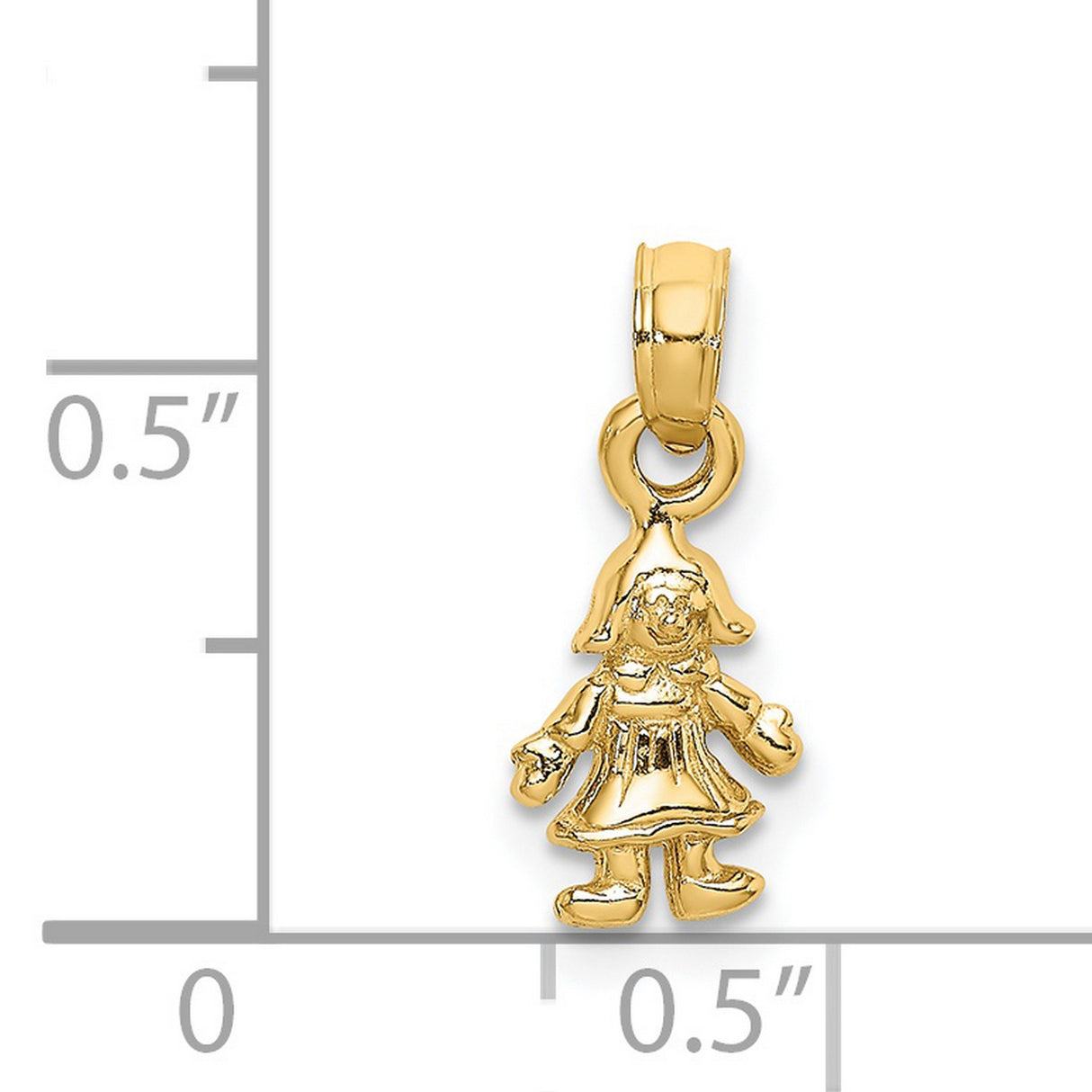 14k Yellow Gold Girl Charm Pendant with Pigtails, Symbol of Family Love and Motherhood