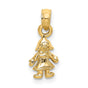 14k Yellow Gold Girl Charm Pendant with Pigtails, Symbol of Family Love and Motherhood