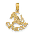 Capricorn Word And Goat Zodiac Symbol Charm Pendant in Real 14k Yellow Gold