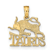 Taurus Word And The Bull Zodiac Symbol Charm Pendant in Real 14k Yellow Gold