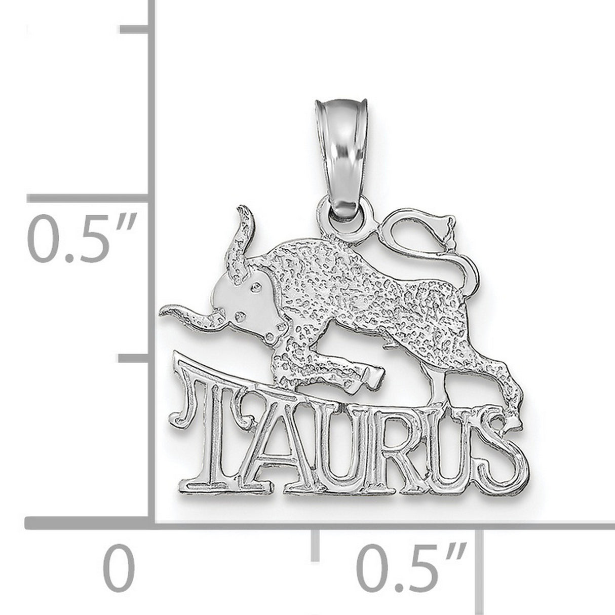 TAURUS Zodiac Charm Pendant in Real 14k White Gold