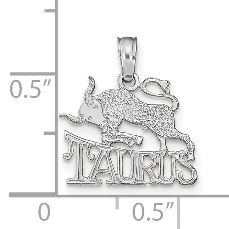 14k White Gold Taurus Zodiac Pendant with Bull Design and Astrology Symbol