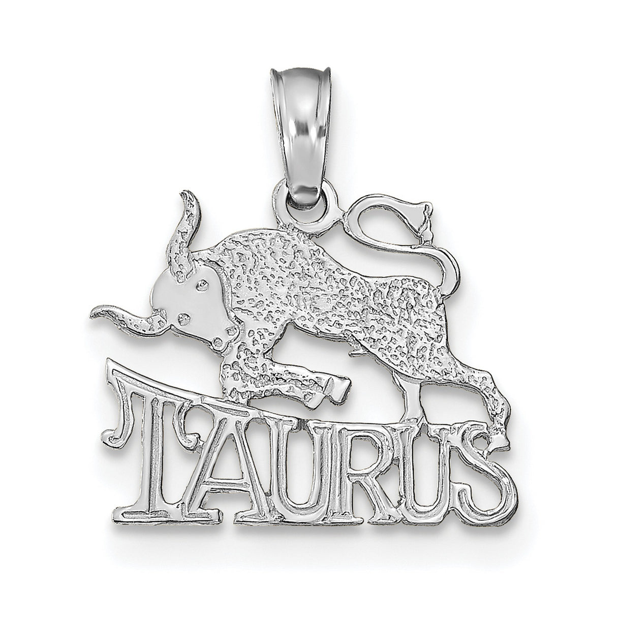 TAURUS Zodiac Charm Pendant in Real 14k White Gold