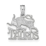 TAURUS Zodiac Charm Pendant in Real 14k White Gold
