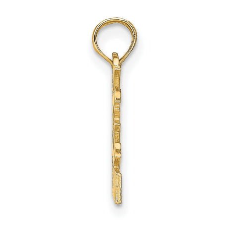 14k Yellow Gold Gemini Zodiac Pendant with Twin Figures and Gemini Lettering