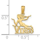 Virgo Word And Maiden Zodiac Symbol Charm Pendant in Real 14k Yellow Gold