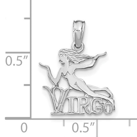 14k White Gold Virgo Zodiac Pendant, Feminine Astrology Charm, Horoscope Jewelry for Women
