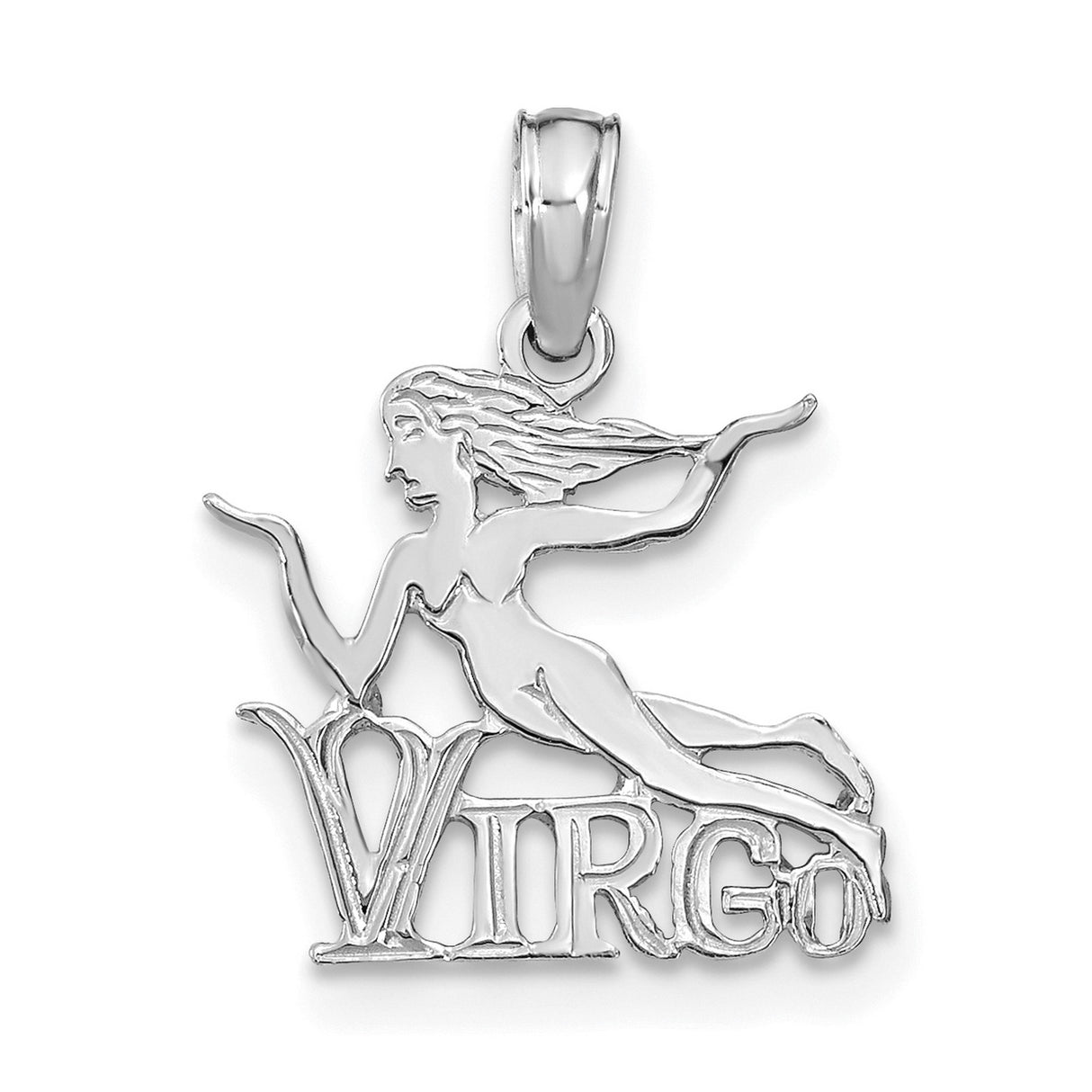 VIRGO Zodiac Charm Pendant in Real 14k White Gold