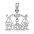 LIBRA Zodiac Charm Pendant in Real 14k White Gold