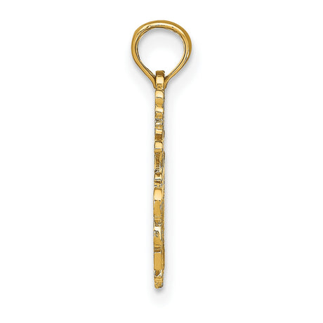 14k Yellow Gold Sagittarius Zodiac Pendant with Centaur Archer Design and Inscribed Symbol