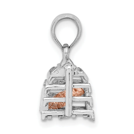 14k Two-Tone Gold Football Goalpost Pendant with Rose Gold Football Charm