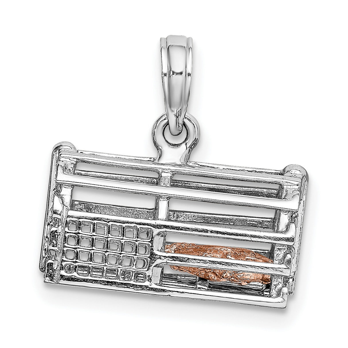 14k Two-Tone Gold Football Goalpost Pendant with Rose Gold Football Charm