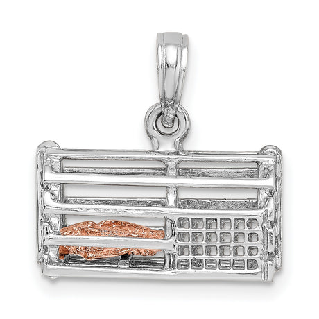 14k Two-Tone Gold Football Goalpost Pendant with Rose Gold Football Charm