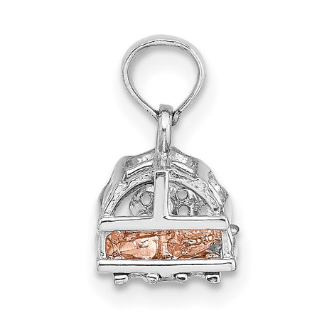 3-D Lobster Trap Moveable Charm Pendant in Real Multi-Tone Gold