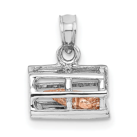 3-D Lobster Trap Moveable Charm Pendant in Real Multi-Tone Gold