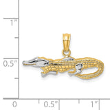 14k Multi-Tone Gold Alligator Pendant, Realistic Reptile Charm, Wildlife Theme