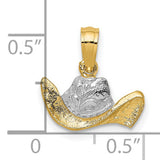 14k Multi-Tone Gold Cowboy Hat Pendant with Western Scroll Detail, Country Style Jewelry