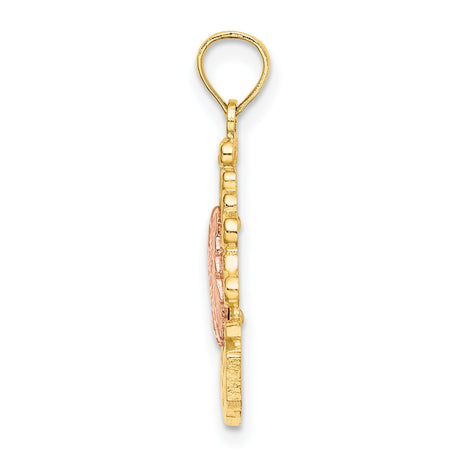 14k Two-Tone Gold Mexico Pendant with Rose Gold Eagle, Unisex Latin Heritage Jewelry