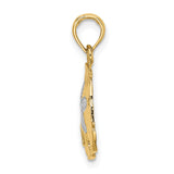 14k Two-Tone Gold Sand Dollar Pendant, Coastal Nautical Theme for Women