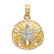 14k Two-Tone Gold Sand Dollar Pendant, Coastal Nautical Theme for Women