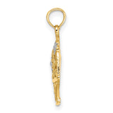14k Two-Tone Gold Pendant, Floral Basket Design with I Love You Message