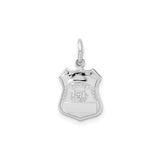 14k White Gold Police Badge Pendant with Shield Design and POLICE Engraving