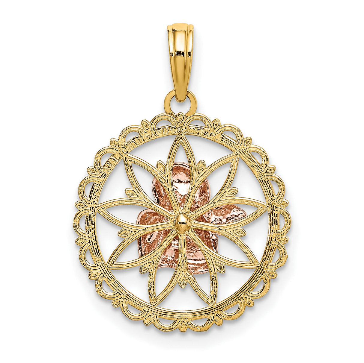 Cut-out Angel Charm Pendant in Real 14k Multi-Tone Gold