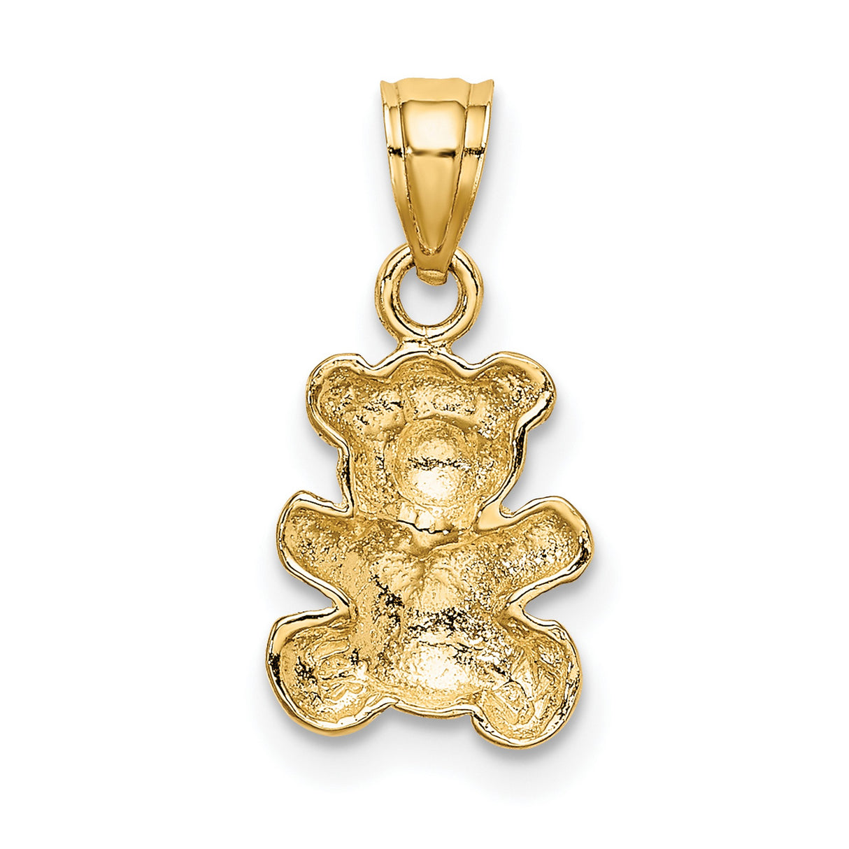 14k Two-Tone Gold Teddy Bear Pendant with Heart and Bowtie Detail, Cute Animal Charm for Women