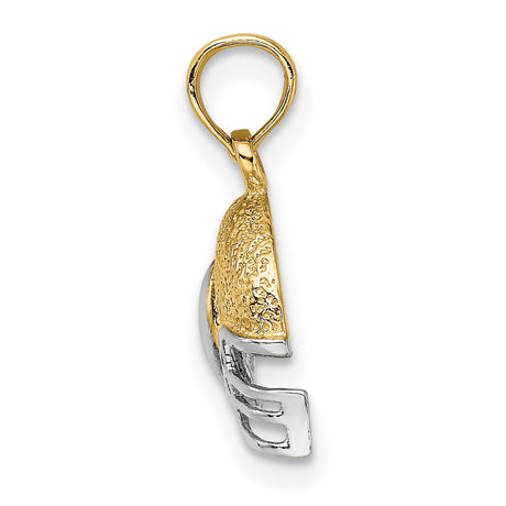 14k Multi-Tone Gold Football Helmet Pendant with Raised Ball and Textured Faceguard Detail