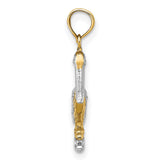 14k Yellow Gold Two-Tone Pelican Pendant, Detailed Bird on Rock, Nautical Coastal Theme