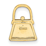 14k Yellow Gold Handbag Charm Pendant with Rhodium Accents, Purse Design, Two-Tone Jewelry
