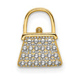 14k Yellow Gold Handbag Charm Pendant with Rhodium Accents, Purse Design, Two-Tone Jewelry