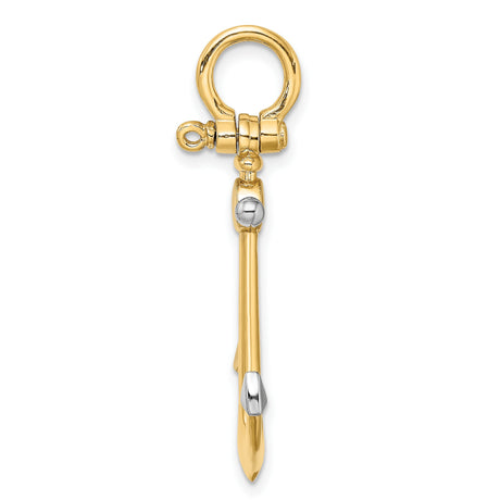14k Multi-Tone Gold Anchor Pendant, Two-Tone Nautical Christian Symbol for Men and Women