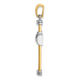 Polished Cross Charm Pendant in Real 14k Multi-Tone Gold