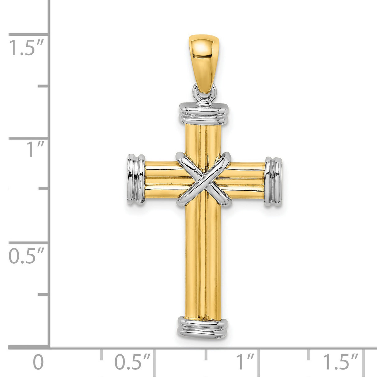 Polished Cross Charm Pendant in Real 14k Multi-Tone Gold