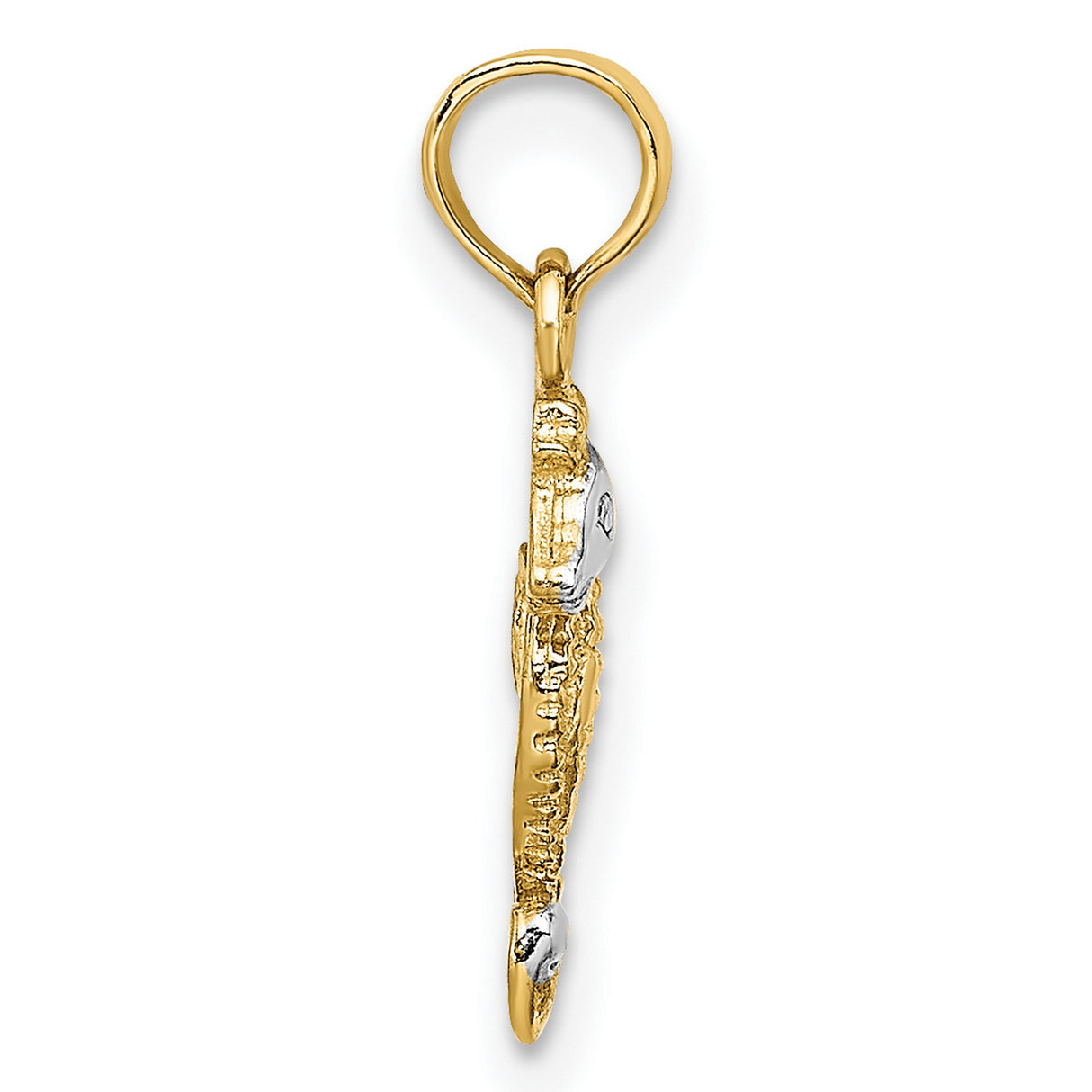 14k Two-Tone Gold Seahorse Pendant with Rhodium Accent, Nautical Marine Life Design