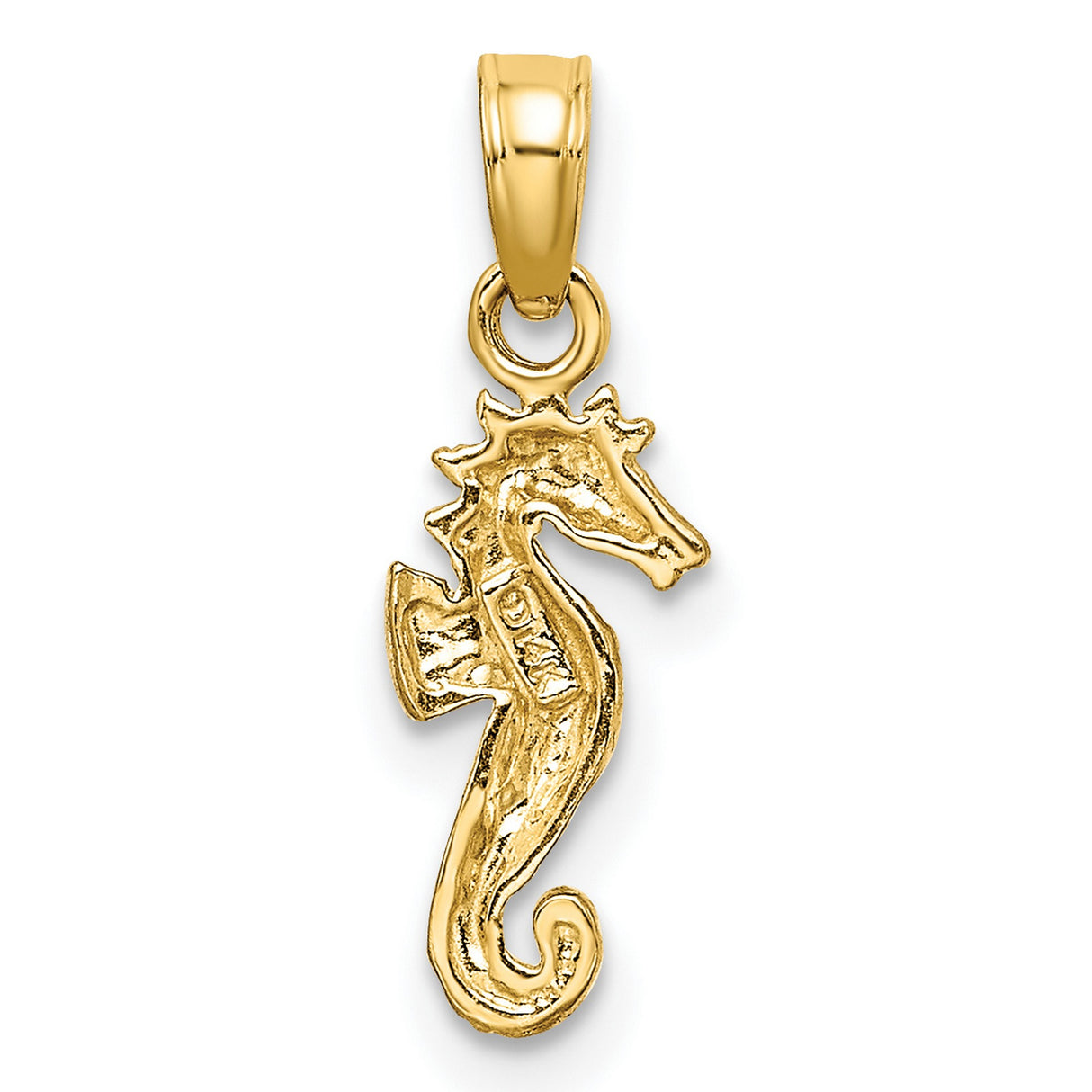 14k Two-Tone Gold Seahorse Pendant with Rhodium Accent, Nautical Marine Life Design