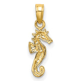 14k Two-Tone Gold Seahorse Pendant with Rhodium Accent, Nautical Marine Life Design