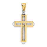 Beveled Cross Charm Pendant in Real 14k Multi-Tone Gold