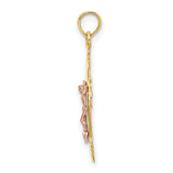 Crucifix Charm Pendant in Real 14k Multi-Tone Gold