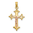 Crucifix Charm Pendant in Real 14k Multi-Tone Gold